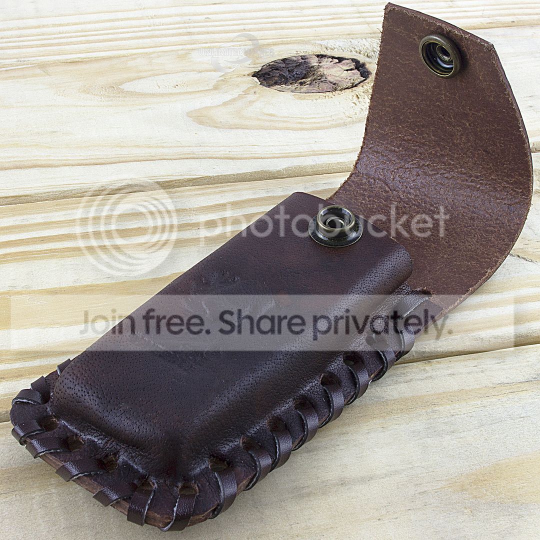 5" REAL LEATHER KNIFE CARRYING POUCH w/ BELT LOOP Tool Folding Case